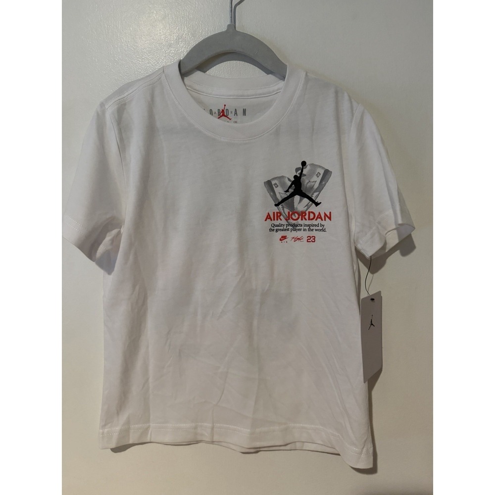 Nike‎ Air Jordan Retro 5 AJ5 Red Tour Graphic Tee White Red Boys 5 Youth T-Shirt